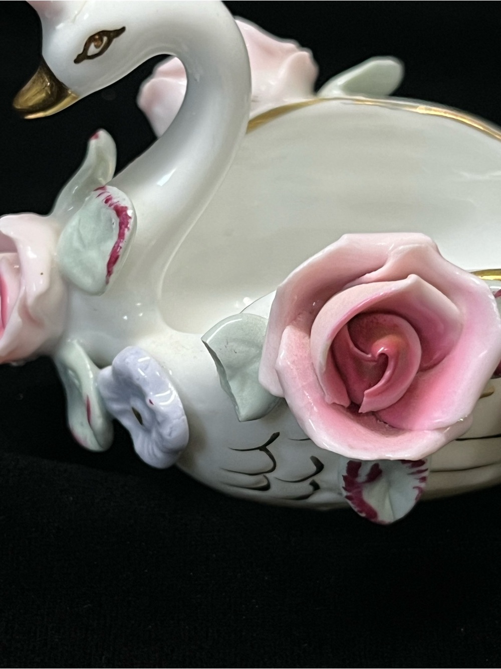 Vintage Lefton China Swan Trinket Dishes - Full Set, Hand-Painted (1950s) - Picture 11 of 15